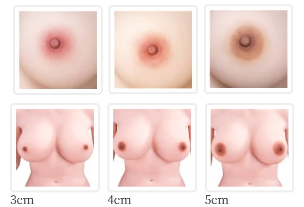 ラブドールの乳首の色と乳輪の大きさ